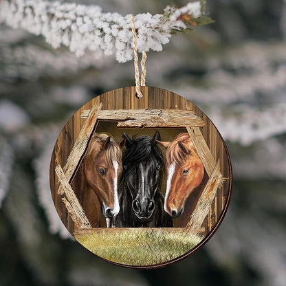 OASSIE Christmas Horse Gifts for Women Men - Ceramic Ornaments 2025 for Tree Decorations - Horse Ornament Gifts for Animal Lovers, Farm House Christmas Decorations, Farm Animal Decor