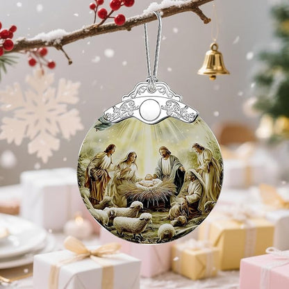 Christian Christmas Decoration, Nativity Christmas Ornament, Nativity Scene Ornament, Holy Family and Baby Jesus, Religious Holiday Decor, Religious Gifts, Christian Gifts, Gift Exchange, Gift Idea
