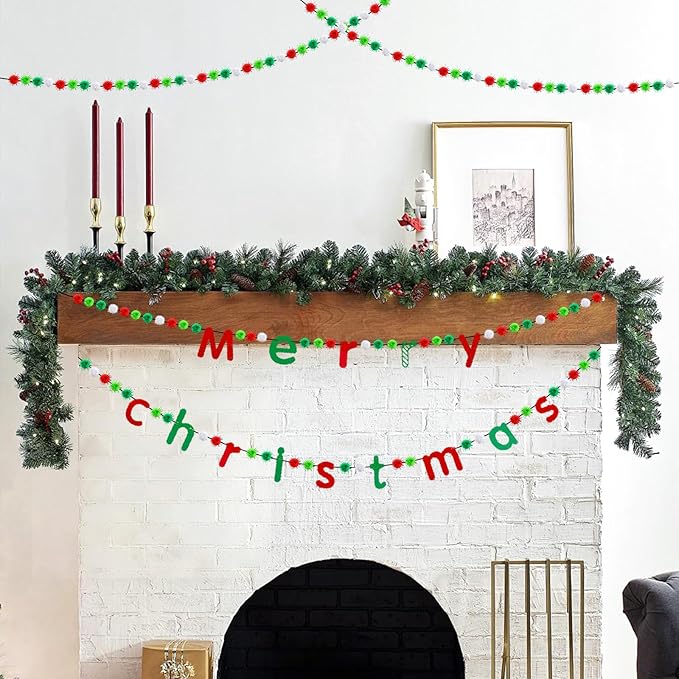 SEPGLITTER Christmas Pom Poms Balls, 1000 Pieces Glitter Red Light Green White Pompoms Pom Poms for Crafts Making DIY Holiday Christmas Decorations Supplies (4colors, 1.2cm )