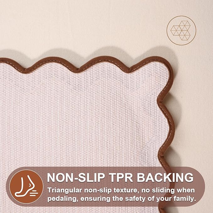 ORTIGIA Cute Scalloped Bath Mat, Fun Plush Microfiber Brown Bathroom Rugs Non Slip Washable Quick Dry Absorbent, Bath Rug for Shower Stall Vanities Kitchen Floor Entrance, 20x32