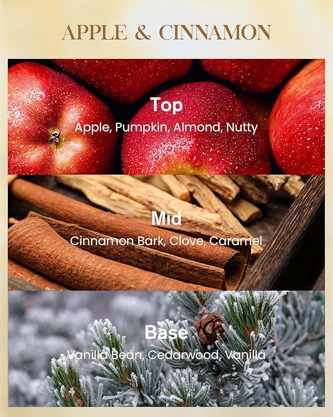 M&SENSE Apple Cinnamon Scented Candle 35oz 150H Burn Time Long Lasting, 3-Wick Natural Aromatherapy Candle Highly Scented, Home Fragrance Thanksgiving Christmas Gifts