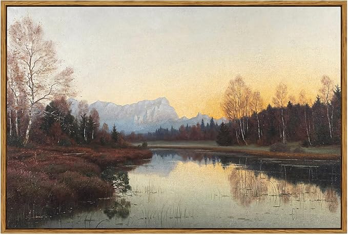 ARPEOTCY Vintage Framed Fall Wall Art Decor, Living Room Bedroom Autumn Landscape Pictures Wall Decor, Large Canvas Prints Art, Kitchen Country Paintings Farmhouse Retro Home Decorations, 24x36 Inch