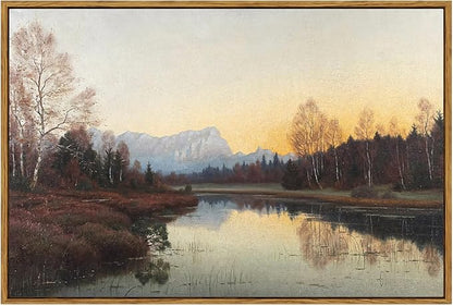 ARPEOTCY Vintage Framed Fall Wall Art Decor, Living Room Bedroom Autumn Landscape Pictures Wall Decor, Large Canvas Prints Art, Kitchen Country Paintings Farmhouse Retro Home Decorations, 24x36 Inch