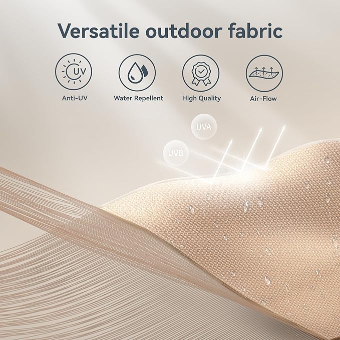 PHI VILLA 15ft Large Patio Umbrella with Base & Solar Lights, Double-Sided Outdoor Rectangle Umbrellas with 36 LED Lights, Umbrella for Outside with Stand, Beige