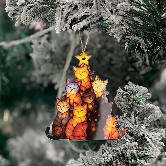 Funny Christmas Cat ornaments 2025 - Cat christmas ornament - Cat ornaments for christmas tree - Gray Orange Tuxedo cat for christmas decor - Funny Christmas ornaments 2025 - Christmas Decoration