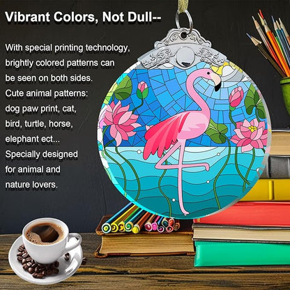 Flamingo Christmas Ornaments - Flamingo Gifts for Women Men - Flamingo Christmas Tree Decorations - Flamingo Gift Ideas Crystal Glass 3" - Xmas Gifts for Flamingo Lovers