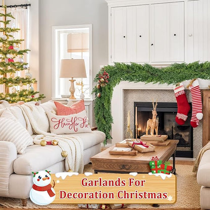 16FT Real Touch Christmas Garland Indoor with Pine Cone Thick and Lush Soft Bendable Mantle Garland Christmas Lifelike Cedar Garland Christmas Garland for Mantle Indoor Christmas Decorations