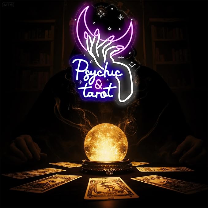 Psychic and Tarot Neon Sign, Psychic Tarot Room Wall Decor Gifts, Tarot Shop Decor, Gothic Lover Gift, Dark Gothic Wall Art, Fortune Teller SignGirls Room Gaming Room Party, arot Reader Gifts