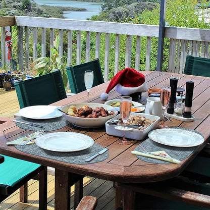 Placemats for Dining Table Set of 6 Non-Slip, Heat Resistant Oval Leather Placemat Double Layer, Waterproof Table Mats Easy to Clean for Kitchen Dining Room, Light Blue