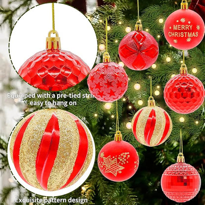 40PCS 2.36" Christmas Balls Ornaments, Plastic Christmas Tree Ornaments, Holiday Baubles, Hanging Decorations for Xmas Trees Holiday Party, Red Baubles