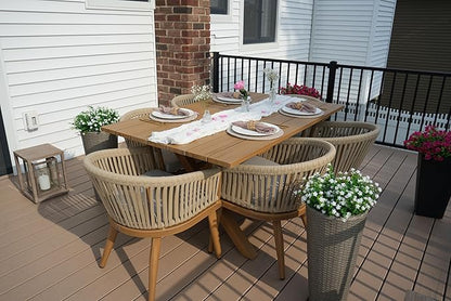 PURPLE LEAF 7 Pieces Outdoor Dining Set with Patio Aluminium Dining Table and Wicker Chairs Modern Furniture Cushions Sets for Backyard Indoor Decor Kitchen Teak