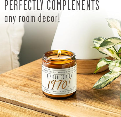 55th Birthday Gifts for Women - 'Limited Edition 1970' Soy Candle, w/Champagne on Ice I 55 Birthday Gifts for Women I 55th Gift for Her Ideas I 9oz Reusable Jar, 50Hr Burn, Made in USA