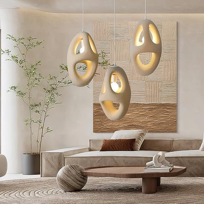 1 Light EPS Chandelier for Dining, Nordic Bedroom Cement Pendant Fixture, Concrete Ceiling Hanging Modern Wabi Sabi 11.81''W Lamp Over Kitchen Bar