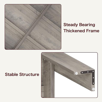 CABIHOME 71" Long Dining Table for 6-8, Large Farmhouse Rectangular Kitchen Dining Room Table, Wooden, Thick Frame & Sturdy Triangular Legs, Wood Strip Base for Dinner, Kitchen, Office, Rustic Gray