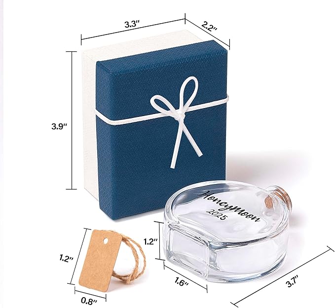 Honeymoon Sand Keepsake Jar 2025，Bridal Shower, Wedding, Engagement, Honeymoon, Travel Gift for Couples, Newlywed, Fiance(Gift Box Includes) - 100ml Round Shape Glass
