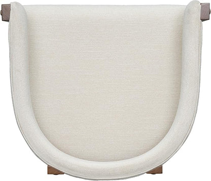 Christopher Knight Home Set of 2 Arley Modern Fabric Upholstered Dining Sturdy Wooden Kitchen Side Chair with Ergonomic Backrest and Footrest, Soft Padded Barrel, Beige+Walnut