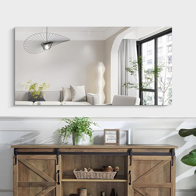 KOCUUY Frameless Mirror,24x48 Inch Rectangle Bathroom Vanity Mirror for Over Sink, Upgraded Shatterproof Unframed Design for Bedroom, Living Room, Entryway