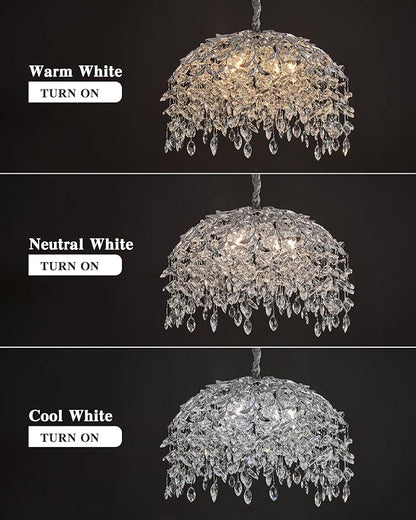 Modern Crystal Chandelier for Dining Room, 8-Light 23.62" Chrome Tree Branch Chandeliers, Luxury K9 Crystal Rectangular Chandeliers for Kitchen Island Living Room