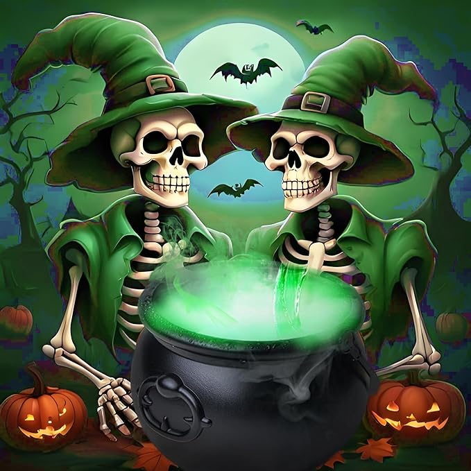 2025 Halloween Cauldron Vessel, 2Packs Candy Vessel with Handle, Punch Vessel for Parties,Candy Server for Zcaukya St Patricks Day Coin Pot, Halloween, Easter Egg Hunt, Carnival, Parade (2IN1)