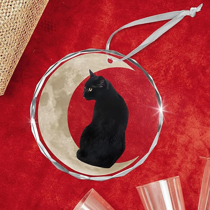 OASSIE Christmas Black Cat Gifts for Women Men - Glass Christmas Ornaments 2025 for Tree Decorations - Funny Cat Lover Gifts for Women Animal Lovers, Funny Ornaments for Xmas Decorations