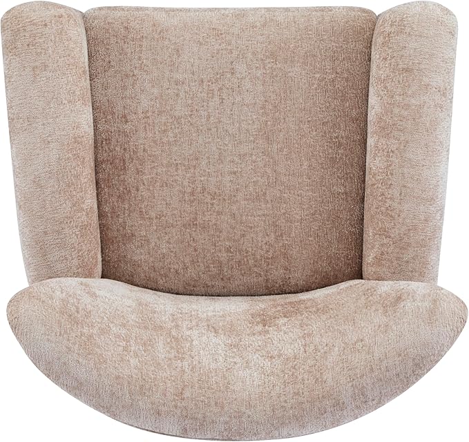 Christopher Knight Home Lindy Wingback Accent Chair, Upholstered Armchair with Rounded Wooden Legs, Curved Backrest Single Sofa, Soft Cushion Seating, Comfy Lounge Chair for Living Room, Beige Brown