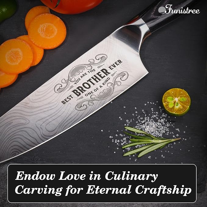Gifts for Men Brother Christmas, Kitchen Cooking Knife Brother Gifts for Birthday, 8 inch Professional German High Carbon Stainless Steel Chef Knife, Brother Gifts Xmas Stocking Stuffers