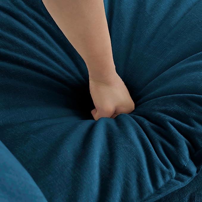 SoarFlash Chenille Sectional Sofa Ottoman,Deep Blue