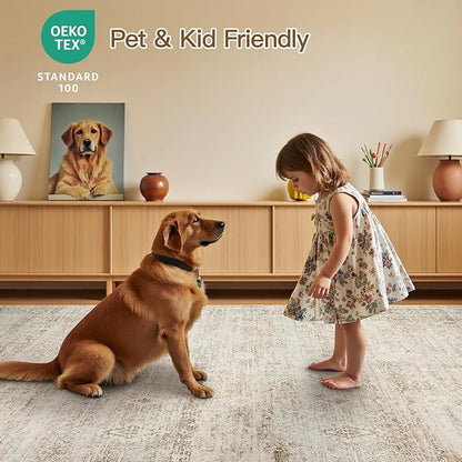 Lofus 5x7 Area Rug for Living Room,Beige Washable Area Rugs with Non-Slip Backing,Soft Neutral Carpets for Bedroom Dining Room Home Office Indoor Nursery