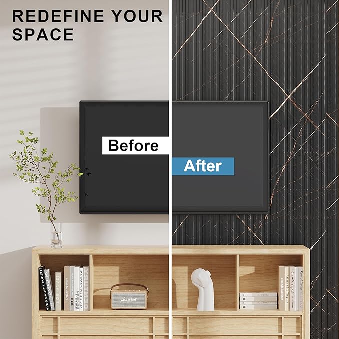 8-Pack WPC Wood Panels for Wall - 96 x 6.6 Inch 3D Acoustic Wall Panels, Waterproof and Easy Installation, Accent Slat Wall Paneling for Living Room, Office, Granite