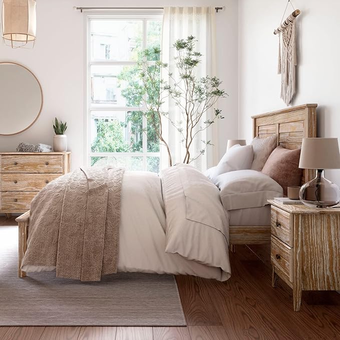 Grain Wood Furniture Greenport Solid Wood Platform Bed, Queen Size, Brushed Driftwood