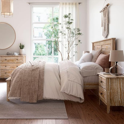 Grain Wood Furniture Greenport Solid Wood Platform Bed, Queen Size, Brushed Driftwood