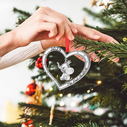 Baby’s First Christmas Ornament 2025 for Boy Girl, My First Christmas Ornament with Elephant, Babys 1st Christmas’S Ornaments 2025 Metal Hanging for Newborn Xmas Tree Decoration Gift