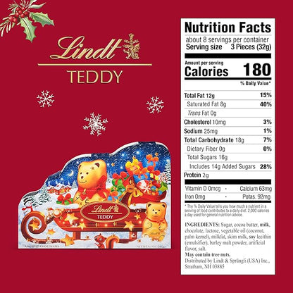Lindt TEDDY Sleigh Assorted Chocolate Advent Calendar, Box of Assorted Chocolates, 9.3 oz. Box