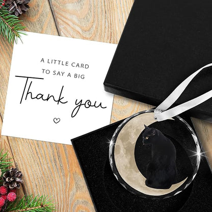 OASSIE Christmas Black Cat Gifts for Women Men - Glass Christmas Ornaments 2025 for Tree Decorations - Funny Cat Lover Gifts for Women Animal Lovers, Funny Ornaments for Xmas Decorations