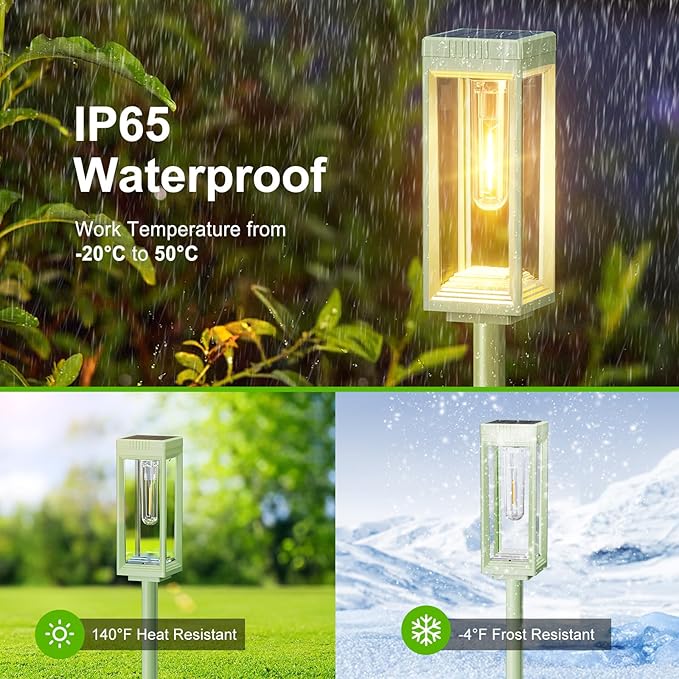 8 Pack Solar Pathway Lights Outdoor, Bright Solar Lights Outdoor Waterproof, Auto On/Off, 15+ Hours Runtime, Garden Lights Solar Powered Lighting for Pathway Yard Garden Walkway, Warm White