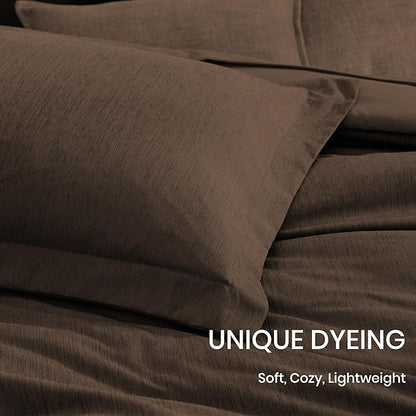 Monbix Full Size Comforter Set, Chocolate Brown Bedding Comforter for Full Size Bed Set Reversible, Bedding Sets Full 7 Pieces, Cationic Dyeing Bed in a Bag with Comforter, Sheets, Pillowcases & Shams