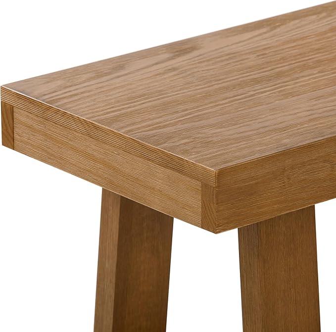 Plank+Beam 60 Inch Farmhouse Dining Bench, Solid Wood Entryway Bench, Wooden Outdoor Bench, Kitchen Dining Seat, Dining Room, Home Office, Living Room Furniture, Easy Assembly, Pecan Wirebrush