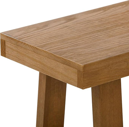 Plank+Beam 60 Inch Farmhouse Dining Bench, Solid Wood Entryway Bench, Wooden Outdoor Bench, Kitchen Dining Seat, Dining Room, Home Office, Living Room Furniture, Easy Assembly, Pecan Wirebrush