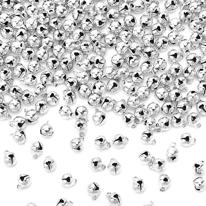 Augshy 200 Pcs Small Silver Jingle Bells, 1/4 Inch Craft Bells Mini Bell Bulk for Christmas Home and Pet Decorations Bracelet Necklace Knitting Jewelry Making Xmas Decor Party Favors Supplies