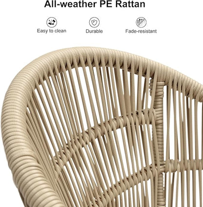 PURPLE LEAF 16 Pieces Patio Dining Set with Aluminium Outdoor Dining Table and Wicker Chairs Modern Furniture Cushions Sets for Backyard Decor Indoor Kitchen Champagne