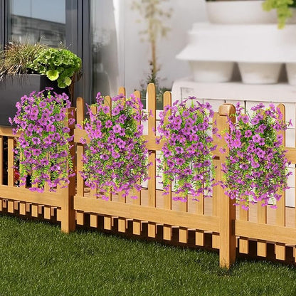 INQCMY 2Pcs Artificial Flowers for Outdoors UV Resistant Artificial Plants Easy Assembly for Spring Decor Look Real Faux Hanging Flowers for Outside Home Planter Porch Patio Decor
