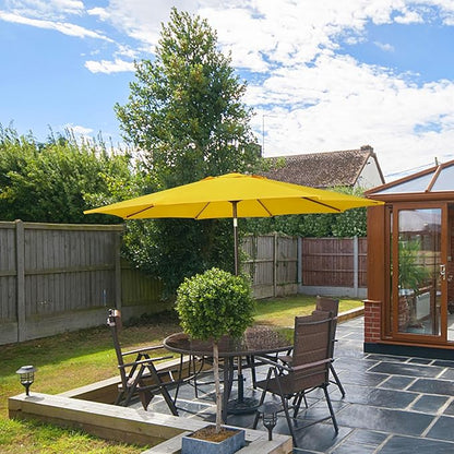 Blissun 9' Outdoor Patio Umbrella, Outdoor Table Umbrella, Yard Umbrella, Market Umbrella with 8 Sturdy Ribs, Push Button Tilt and Crank