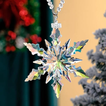 2025 Annual Christmas Ornaments Crystal Snowflake Star - Christmas Tree Ornaments Pendant Crystal Sun Catcher Home Hanging Decor