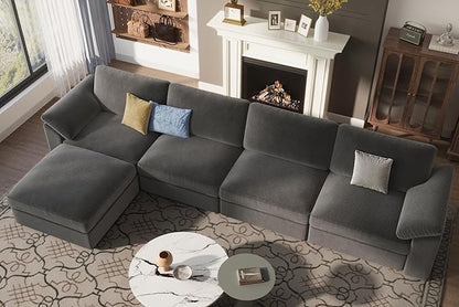 EASE MOOSE Cloud Sectional Modular Sofa,Comfty L Shape Sectional Deep seat Modular Sofa with Ottoman,Oversized Cloud couchfor Living Room