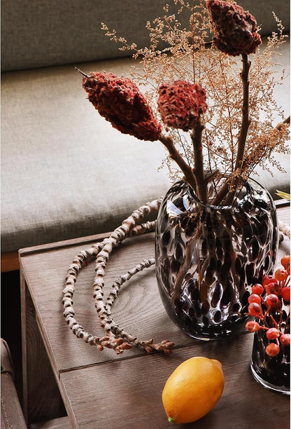 CONVIVA Decorative Glass Vase and Candle Holder Set, 3-Piece, Flower Vase Tortoise Pattern,Modern Fall Home Decor Thanksgiving Chrismas Day Gift Idea.