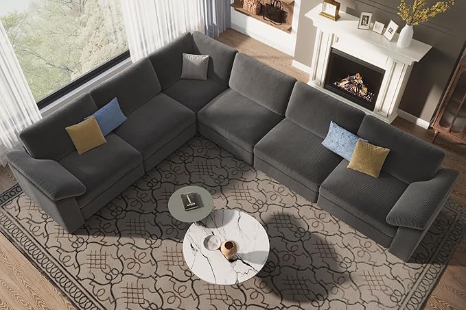 EASE MOOSE Oversized Sectional Modular Sofa,Large L Shape Sectional Couch Wide Deep Seat Modular Cloud Couch,Removable Cover