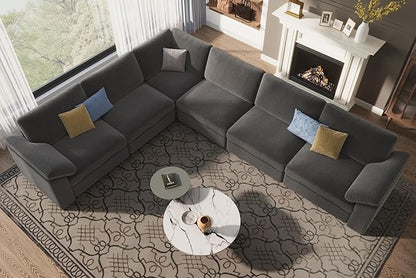 EASE MOOSE Oversized Sectional Modular Sofa,Large L Shape Sectional Couch Wide Deep Seat Modular Cloud Couch,Removable Cover