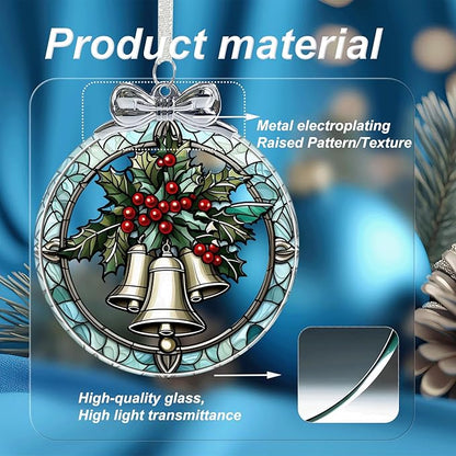 Christmas Bell Stained Glass Ornament - Hanging Ornaments for Christmas Tree, Christmas Ornaments Xmas Decorations, Holiday Keepsake Present Exchange Ideas