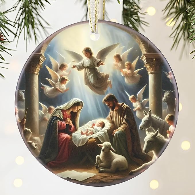 Nativity Christian Ornament - Religious Gift Idea for Christmas Tree Decor