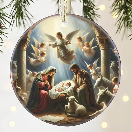 Nativity Christian Ornament - Religious Gift Idea for Christmas Tree Decor